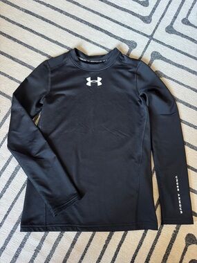 Under Armour Black ColdGear Athletic Compression Top with White Logo